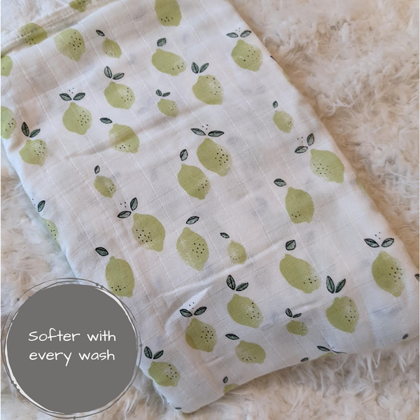 Premium Bamboo Muslin Swaddle-Lemon/Lime